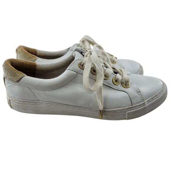 Lilly Pulitzer Sneakers Womens 8.5 Lux Hallie White Leather Gold Rhinestones Low